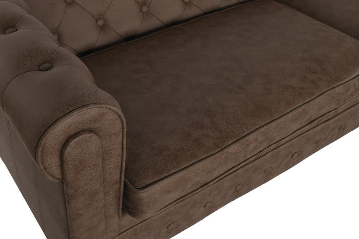 Sofá de Poliéster y Madera 3 Plazas Marrón 216 × 78 × 70 cm