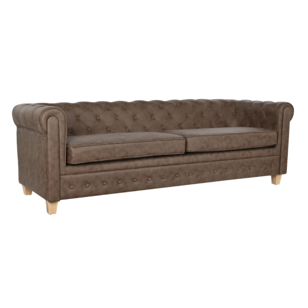 Sofá de Poliéster y Madera 3 Plazas Marrón 216 × 78 × 70 cm