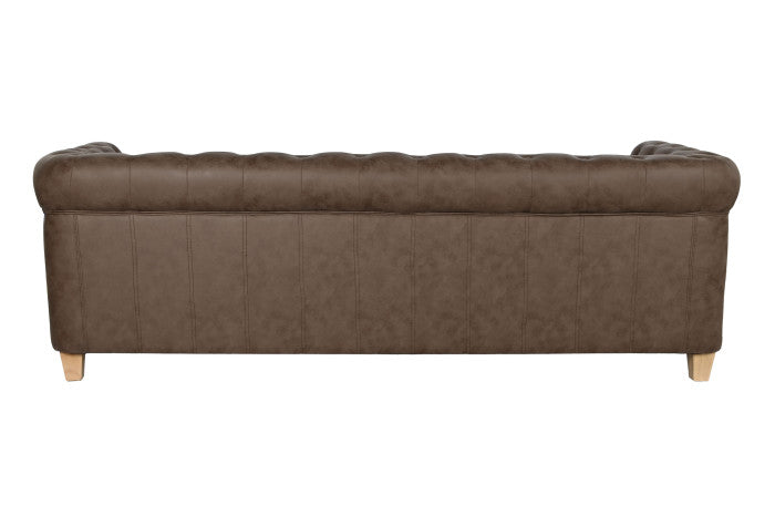 Sofá de Poliéster y Madera 3 Plazas Marrón 216 × 78 × 70 cm