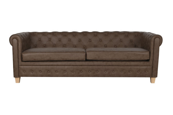 Sofá de Poliéster y Madera 3 Plazas Marrón 216 × 78 × 70 cm