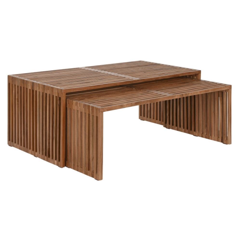 Set de 2 Mesas de Centro en Teca 116x60x46 cm – Natural