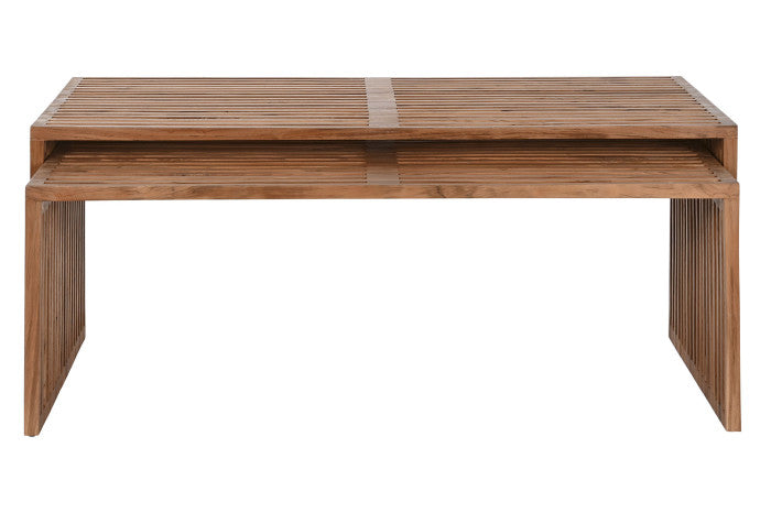 Set de 2 Mesas de Centro en Teca 116x60x46 cm – Natural