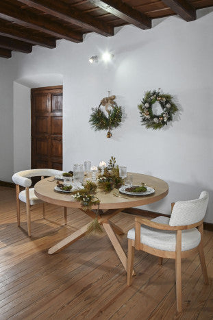 Mesa de Madera y Caucho 137x137x75 cm – Natural