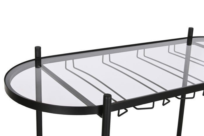 Botellero Abeto y Metal 90x36x150 cm Negro