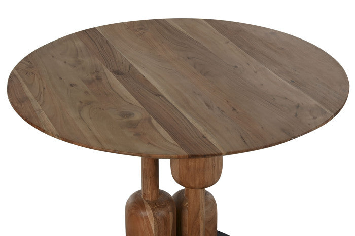 Mesa Redonda de Comedor Acacia y Metal 106x106x76 cm
