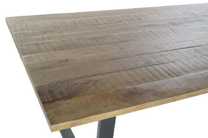 Mesa de comedor de mango y metal 200 × 100 × 76 cm – Natural y negro