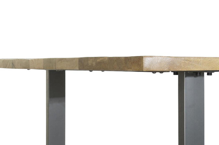 Mesa de comedor de mango y metal 200 × 100 × 76 cm – Natural y negro