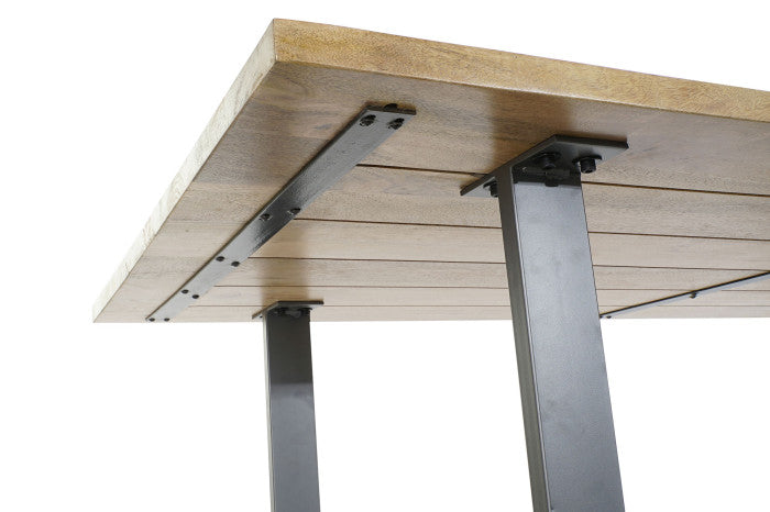 Mesa de comedor de mango y metal 200 × 100 × 76 cm – Natural y negro