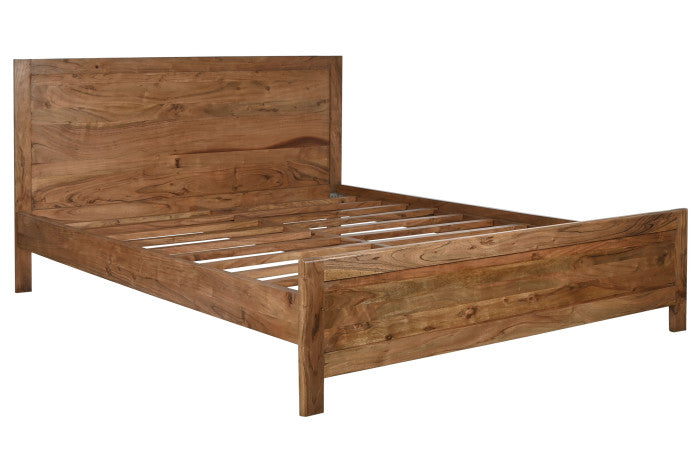 Cama de Acacia Natural con Cabecero 165×205×100 cm (para colchón 160×200 cm)