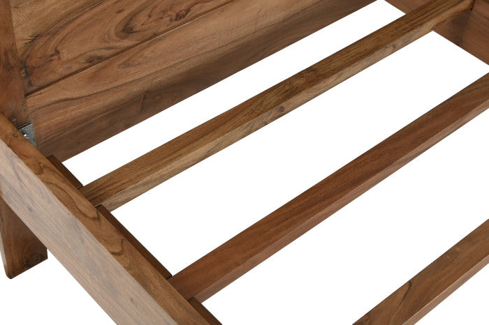 Cama de Acacia Natural con Cabecero 165×205×100 cm (para colchón 160×200 cm)