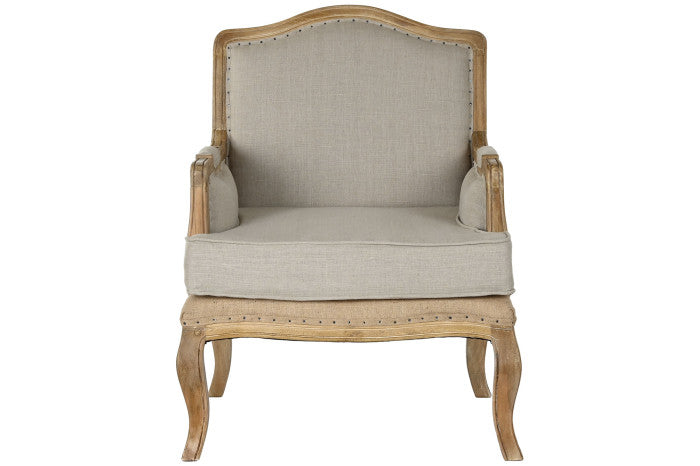 Butaca Mango Lino Tallada Décapé Beige 72x80x95 cm