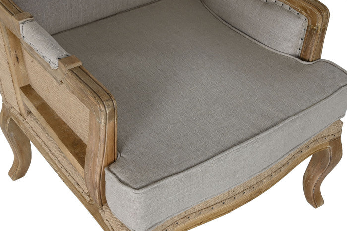 Butaca Mango Lino Tallada Décapé Beige 72x80x95 cm