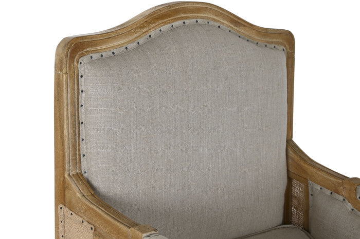 Butaca Mango Lino Tallada Décapé Beige 72x80x95 cm