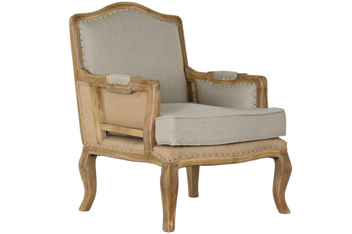 Butaca Mango Lino Tallada Décapé Beige 72x80x95 cm