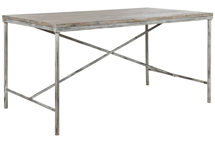 Mesa de comedor de mango y hierro 240 × 90 × 78,5 cm – Acabado Décapé