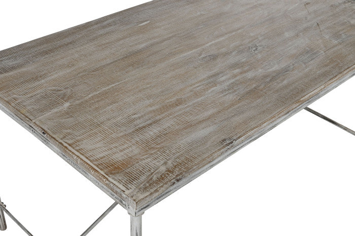 Mesa de comedor de mango y hierro 240 × 90 × 78,5 cm – Acabado Décapé