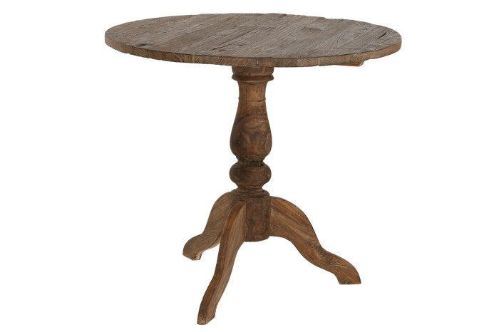 Mesita Auxiliar de Teca 80x80x75 cm – Velador 1 Pie Torneado