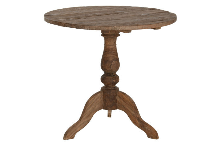 Mesita Auxiliar de Teca 80x80x75 cm – Velador 1 Pie Torneado