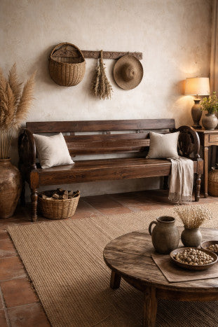 Banco de Teca Maciza Tallado 196x60x82 cm – Colección BENCHES 2C24
