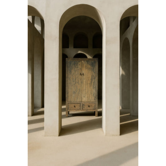 Armario de olmo macizo 100x50x200 cm – 2 puertas y 2 cajones