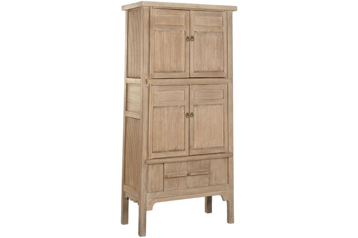 Armario olmo macizo 92x42x189 4 puertas 1 cajón natural