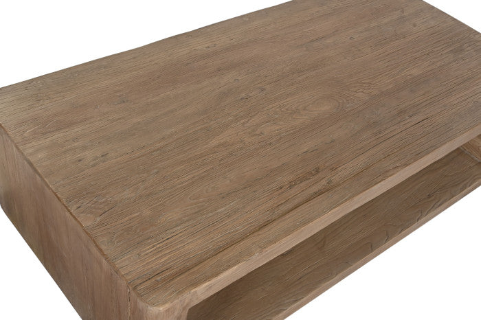 Mesa centro olmo macizo 140x71x35 cm natural