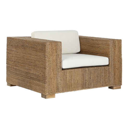 Sillón de Fibra y Teca con Cojines – 117 x 92 x 65 cm