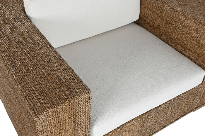 Sillón de Fibra y Teca con Cojines – 117 x 92 x 65 cm