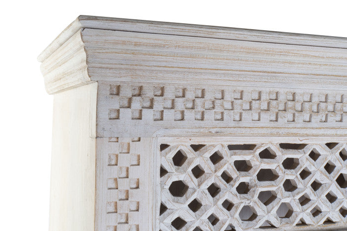 Estantería de Mango y MDF Tallado – 180 x 40 x 200 cm – Blanco