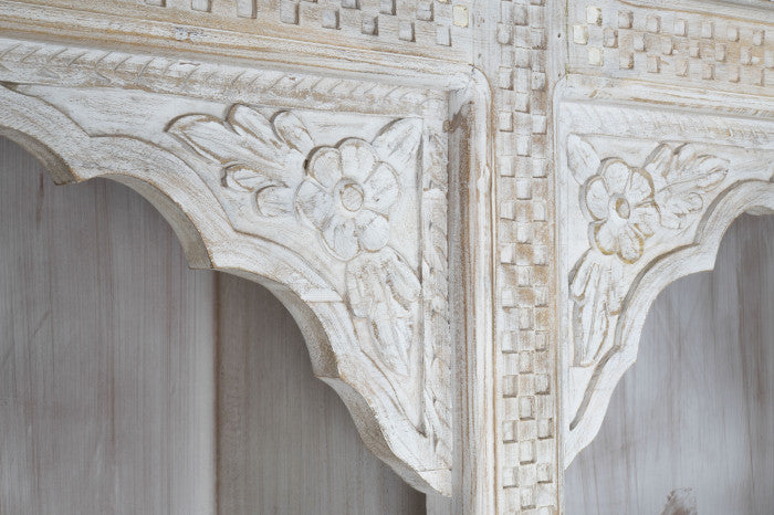 Estantería de Mango y MDF Tallado – 180 x 40 x 200 cm – Blanco