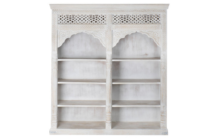 Estantería de Mango y MDF Tallado – 180 x 40 x 200 cm – Blanco