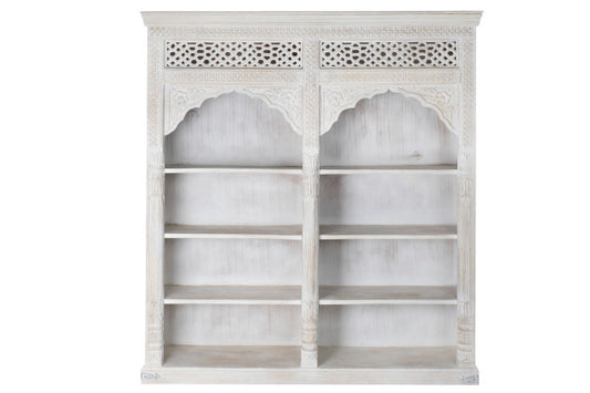 Estantería de Mango y MDF Tallado – 180 x 40 x 200 cm – Blanco