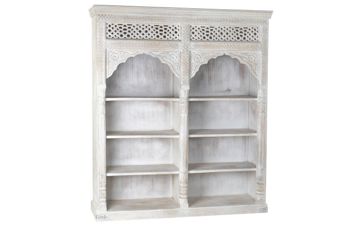Estantería de Mango y MDF Tallado – 180 x 40 x 200 cm – Blanco