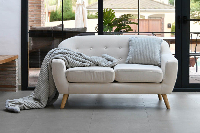 Sofá poliéster rubberwood 146x84x82 2 plazas gris