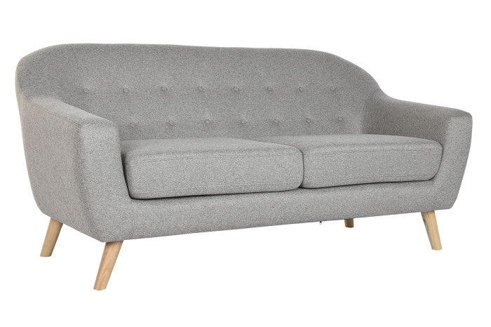 Sofá poliéster rubberwood 172x82x82 cm 3 plazas gris
