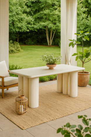 Mesa Comedor Resina MDF 180x90x76 – Rugoso Blanco