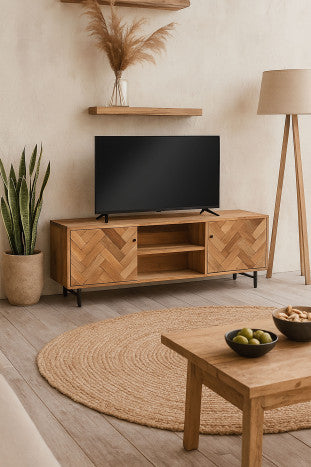 Mueble TV de Acacia 150 × 40,5 × 55 cm
