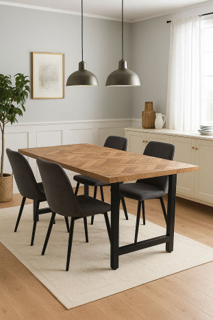 Mesa comedor acacia metal 180x90x76