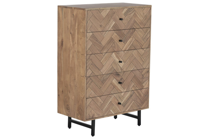 Chifonier acacia metal 80x40x115 marrón claro