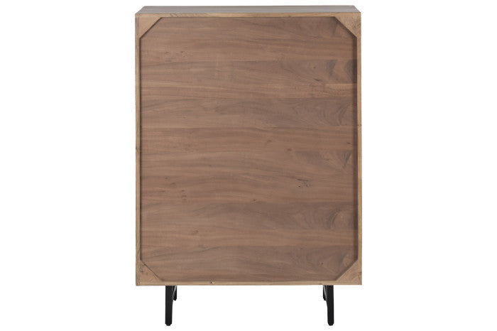 Chifonier acacia metal 80x40x115 marrón claro