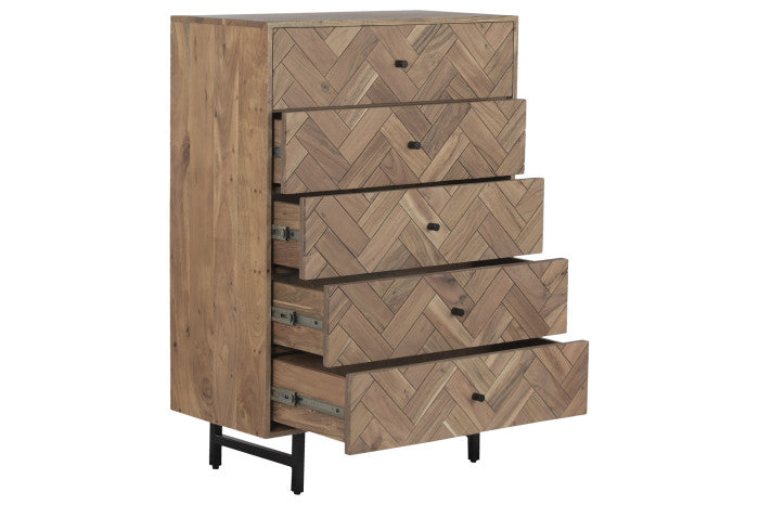 Chifonier acacia metal 80x40x115 marrón claro