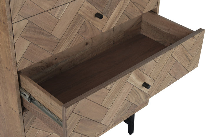 Chifonier acacia metal 80x40x115 marrón claro