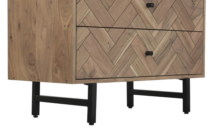 Chifonier acacia metal 80x40x115 marrón claro