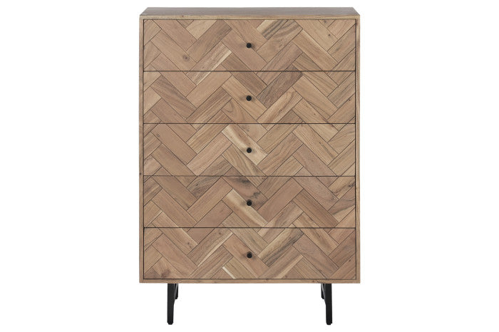 Chifonier acacia metal 80x40x115 marrón claro