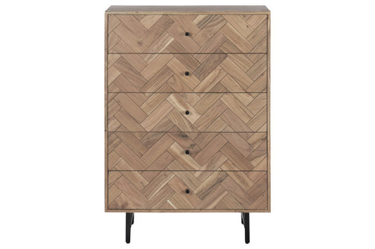 Chifonier acacia metal 80x40x115 marrón claro