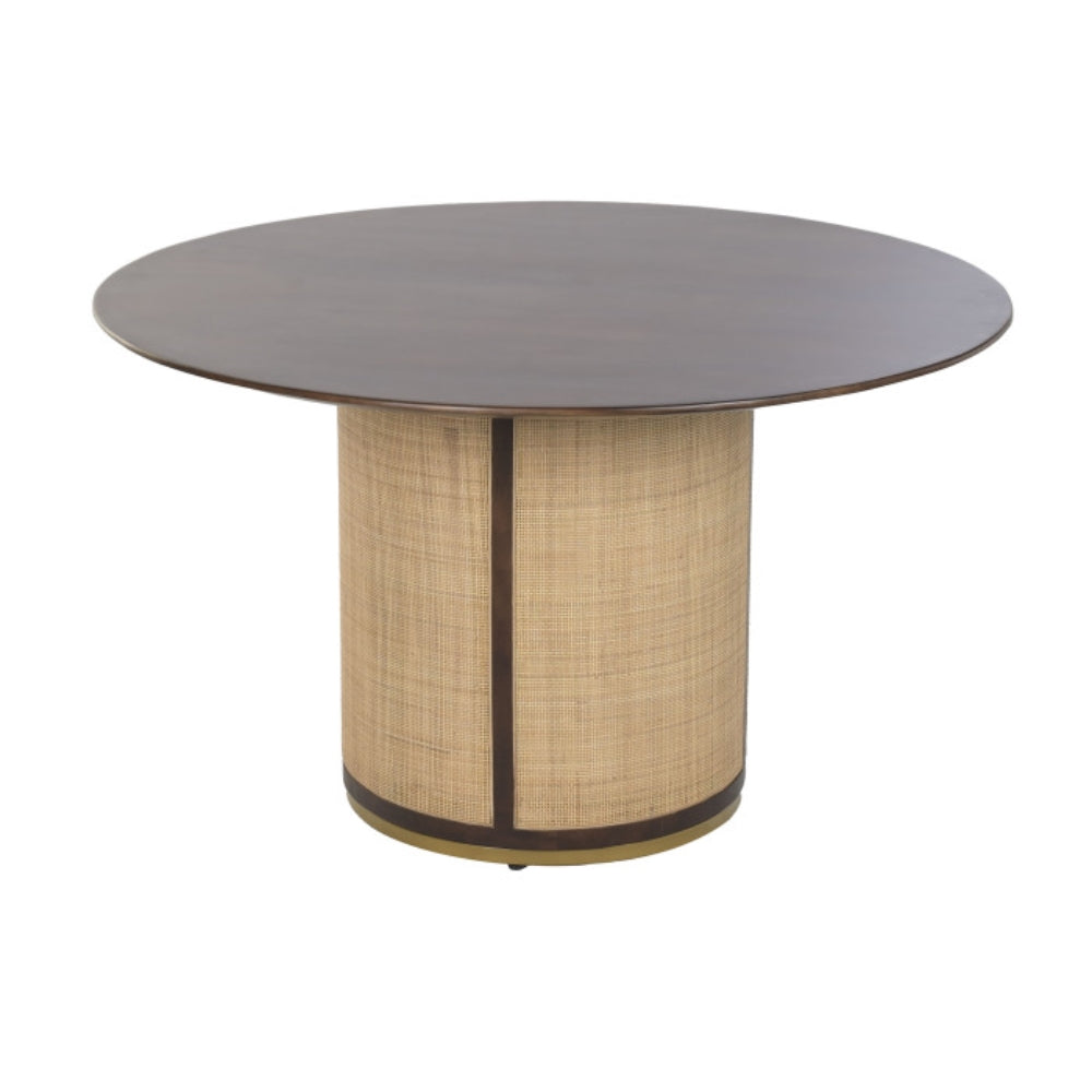 Mesa redonda de comedor de mango y fibra 130 × 130 × 77 cm
