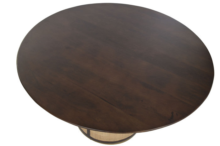 Mesa redonda de comedor de mango y fibra 130 × 130 × 77 cm
