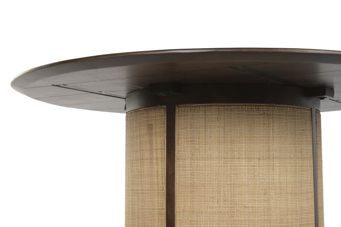 Mesa redonda de comedor de mango y fibra 130 × 130 × 77 cm