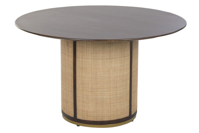 Mesa redonda de comedor de mango y fibra 130 × 130 × 77 cm