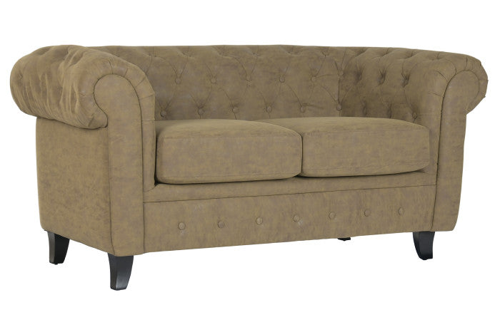 Sofá de Madera y PU Marrón 160 × 82 × 76 cm